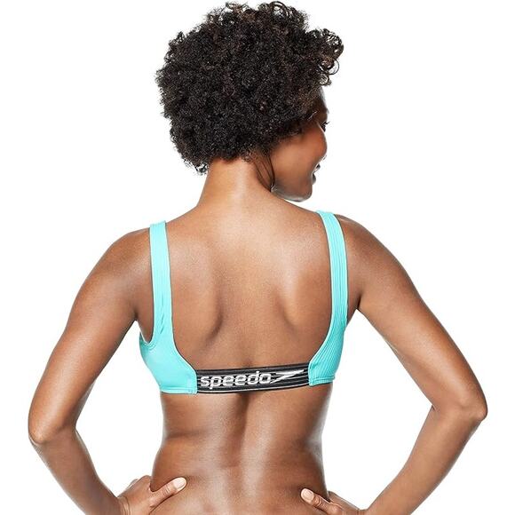 NEW Speedo Women's Swimsuit Bikini Top Ribbed Ceramic SMALL - Picture 2 of 3